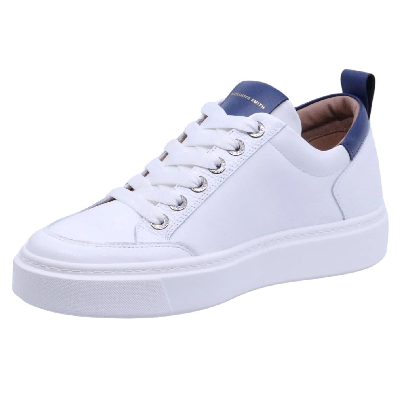 Sneaker uomo Alexander Smith Bond in pelle bianca e blu 