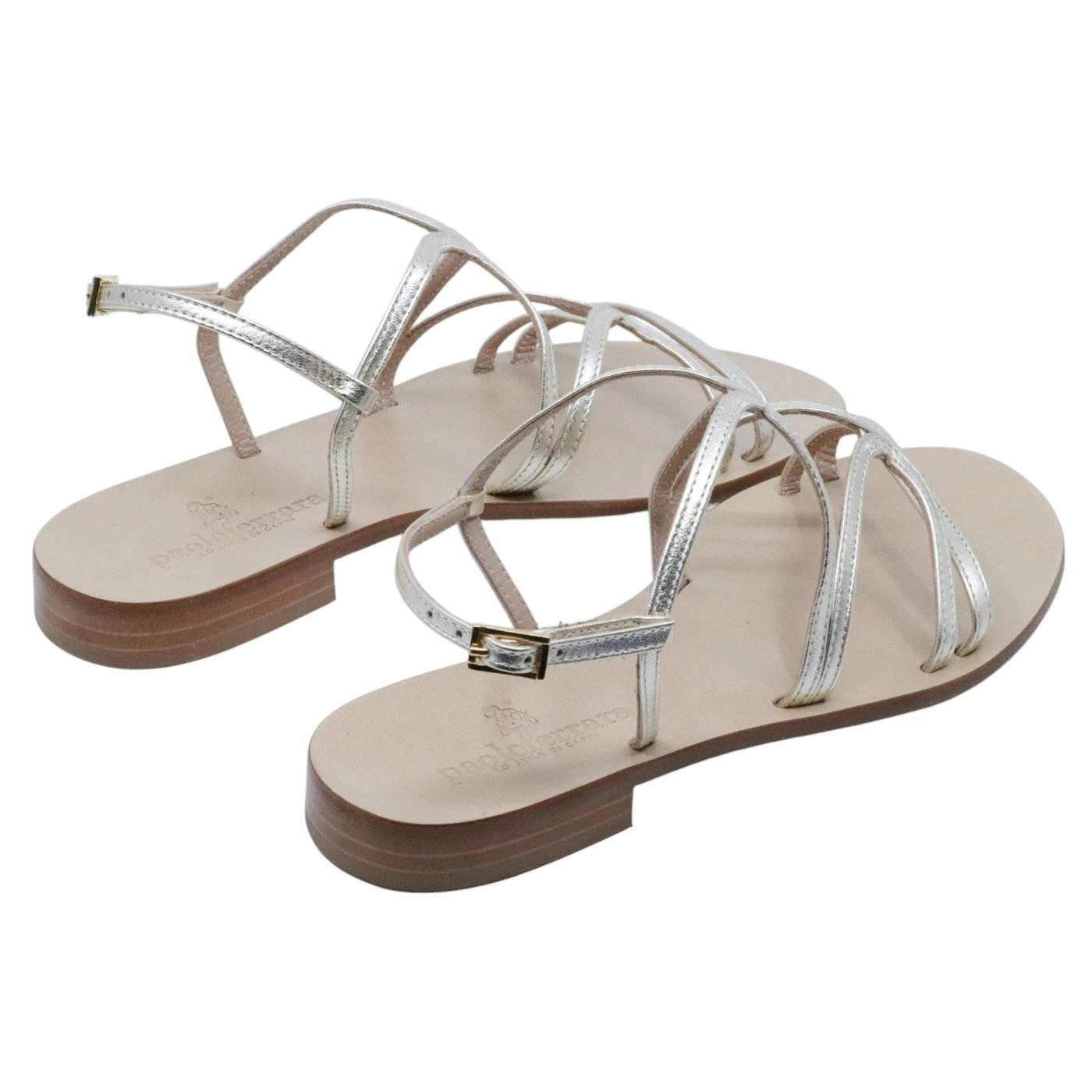 Sandalo caprese Paolo Ferrara 3026 in pelle platino 