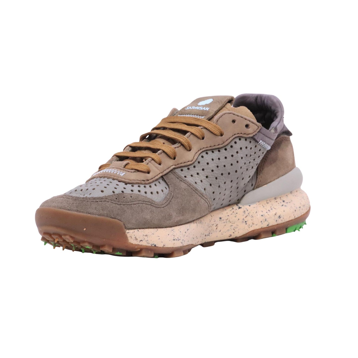Satorisan Chacrona Laser Premium Wild Grass sneaker uomo in camoscio e pelle traforata 