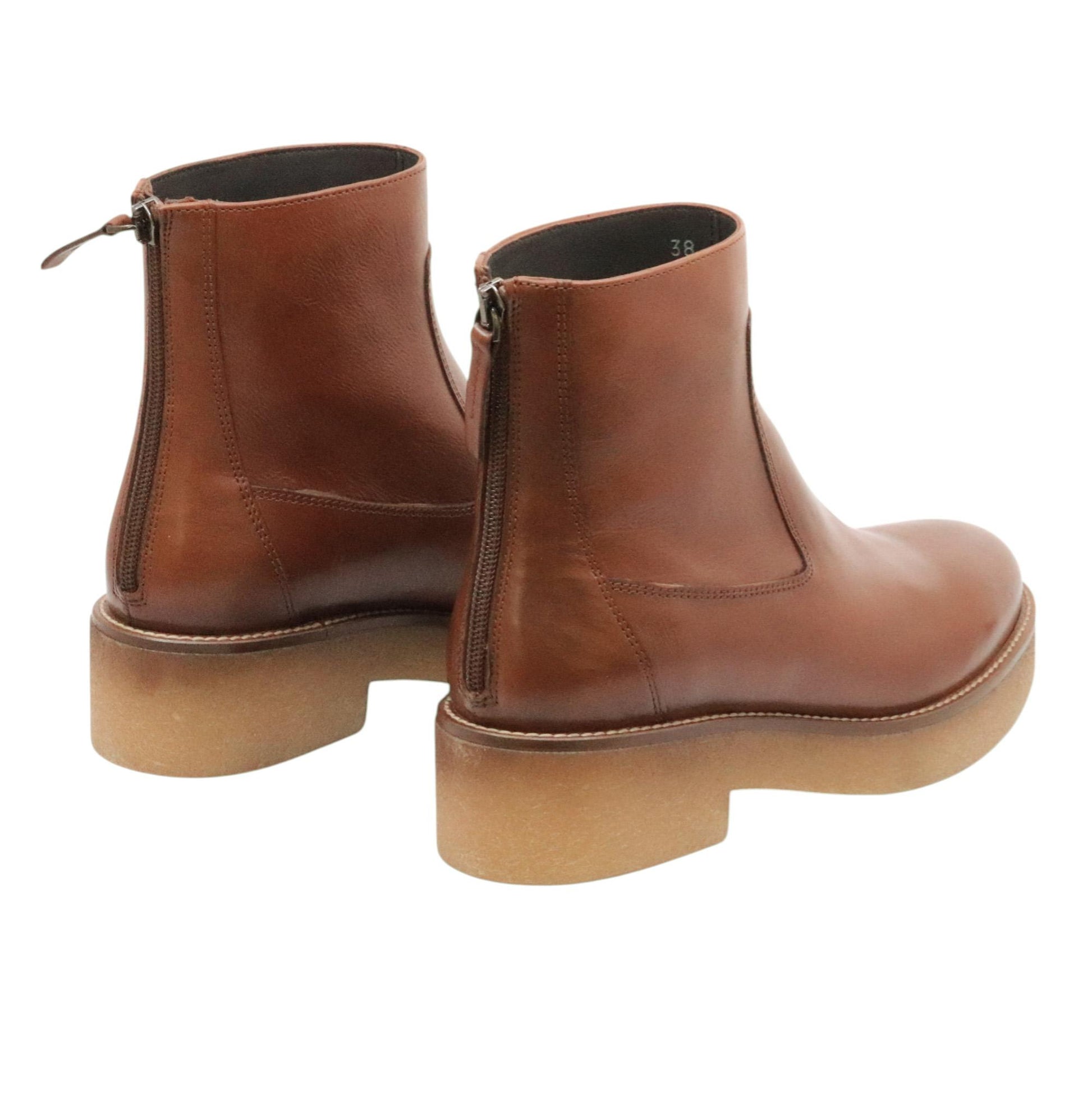 Triver Flight 775 02 stivaletto donna in pelle marrone con zip posteriore 