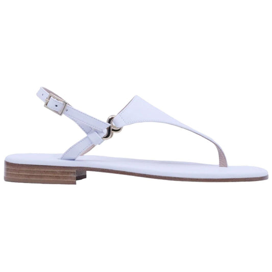 Sandalo infradito Paolo Ferrara CR721 in pelle bianca con accessorio oro 