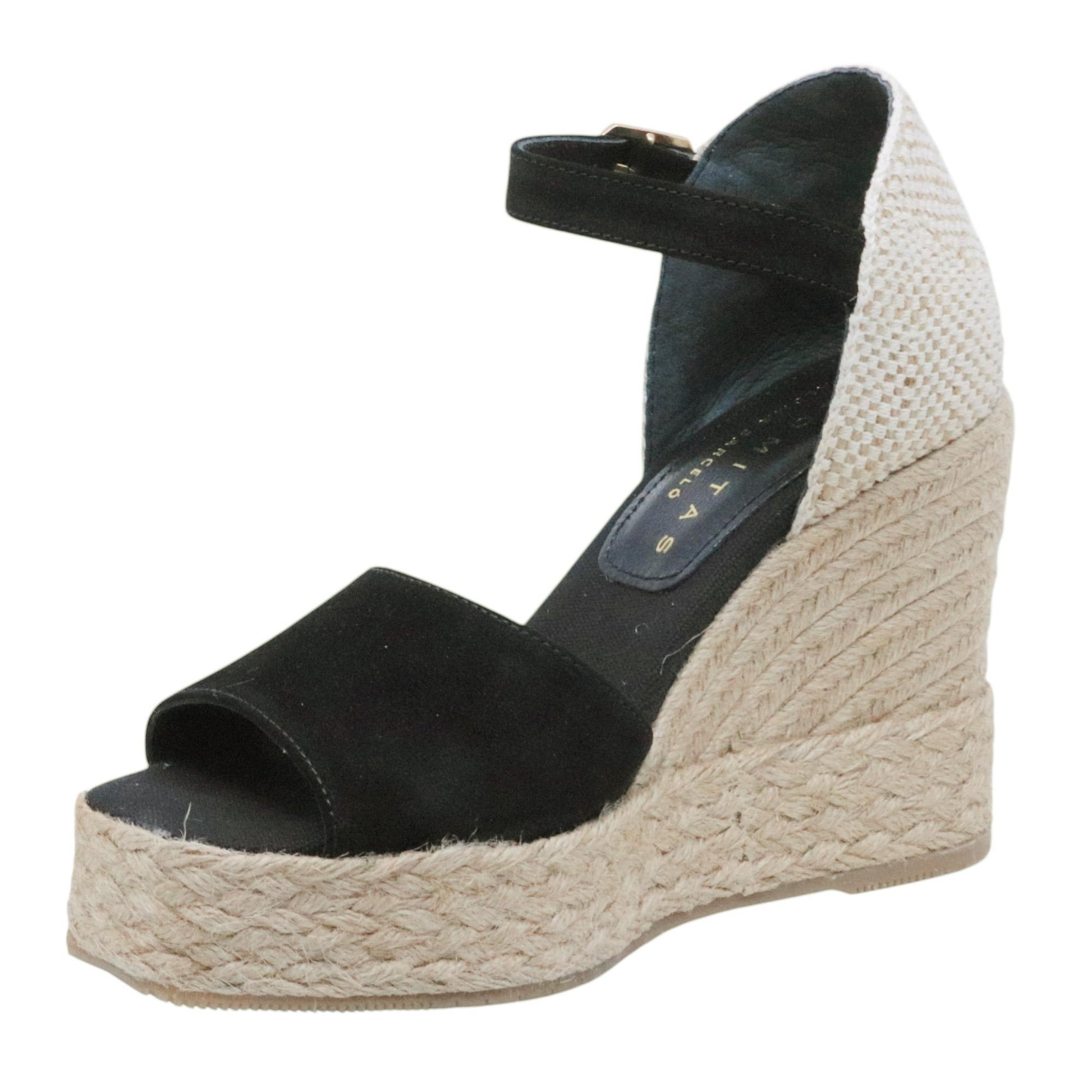 Sandalo zeppa Palomitas Fiena 27 3501 in camoscio nero 