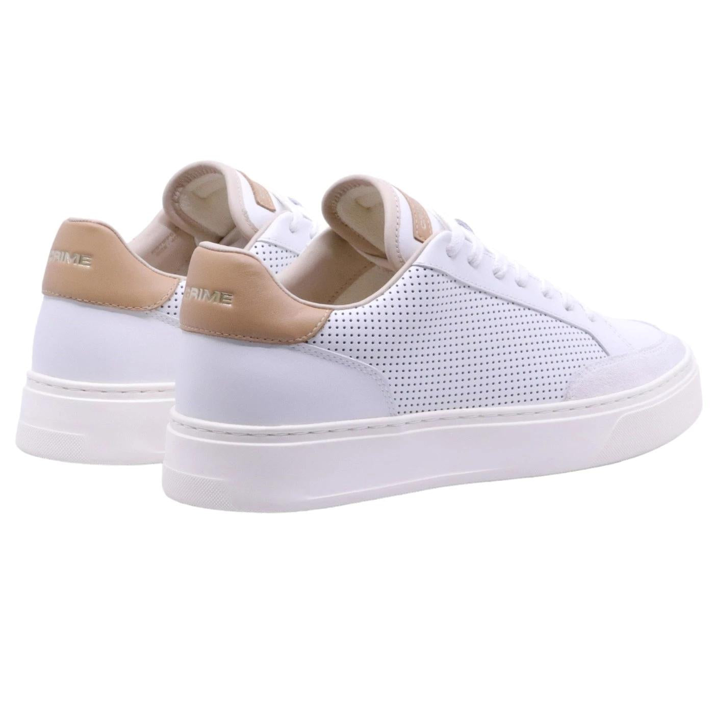 Sneaker uomo Crime London Eclipse 17671 pelle bianca con effetto forato 