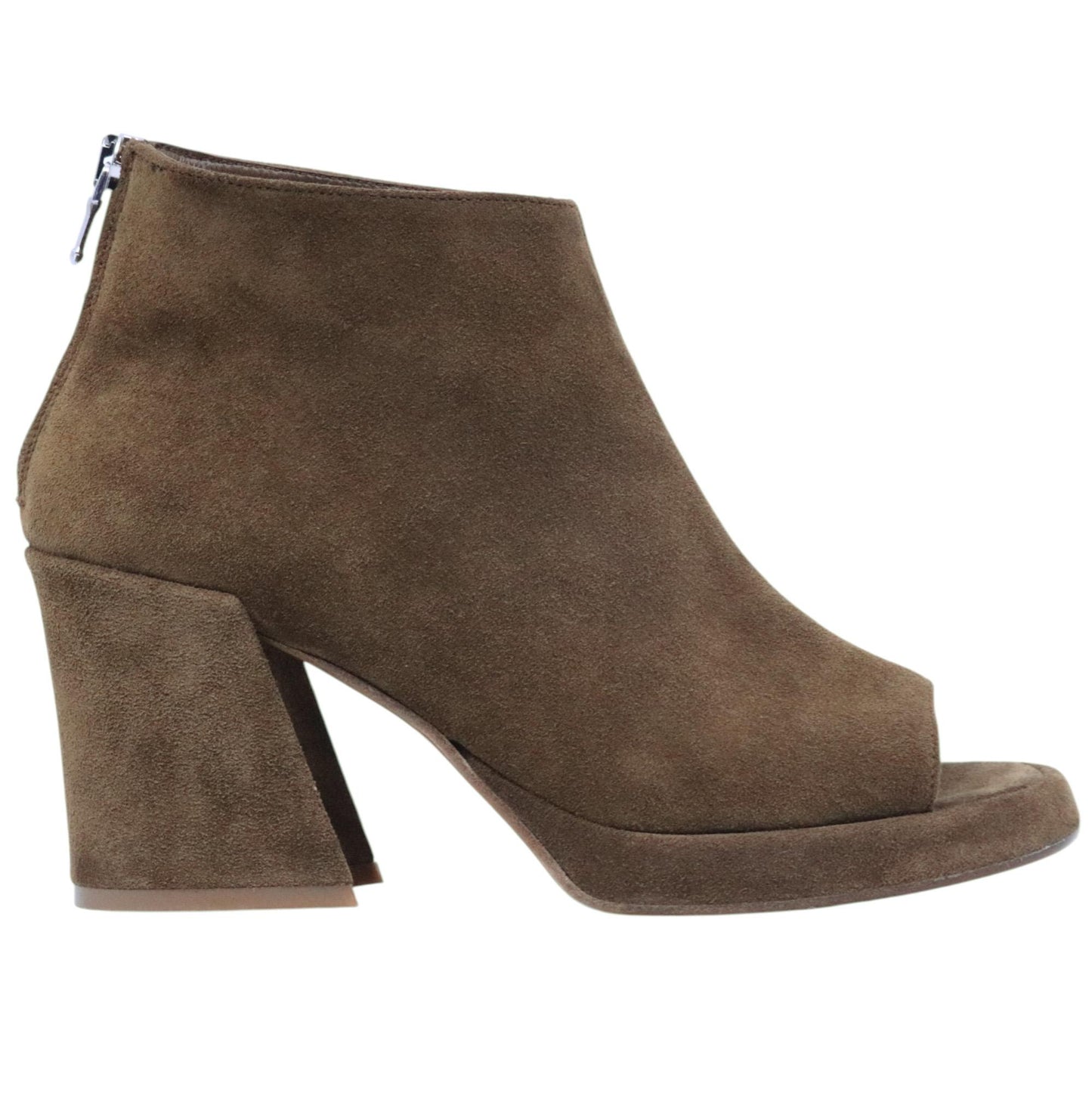 Stivaletto donna Curiositè 2735 in camoscio marrone con punta aperta 