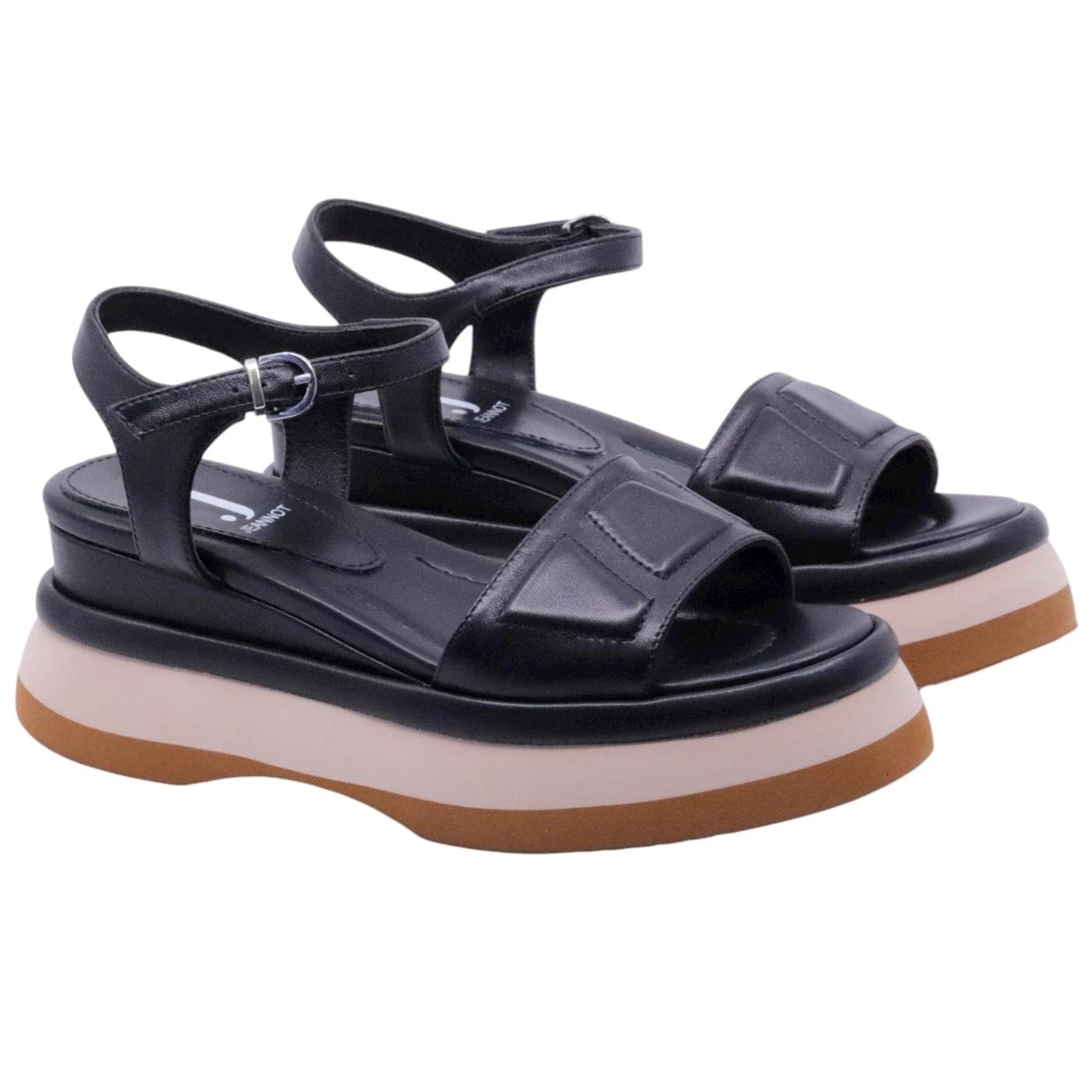 Sandalo donna Jeannot RJ602A in pelle nera 