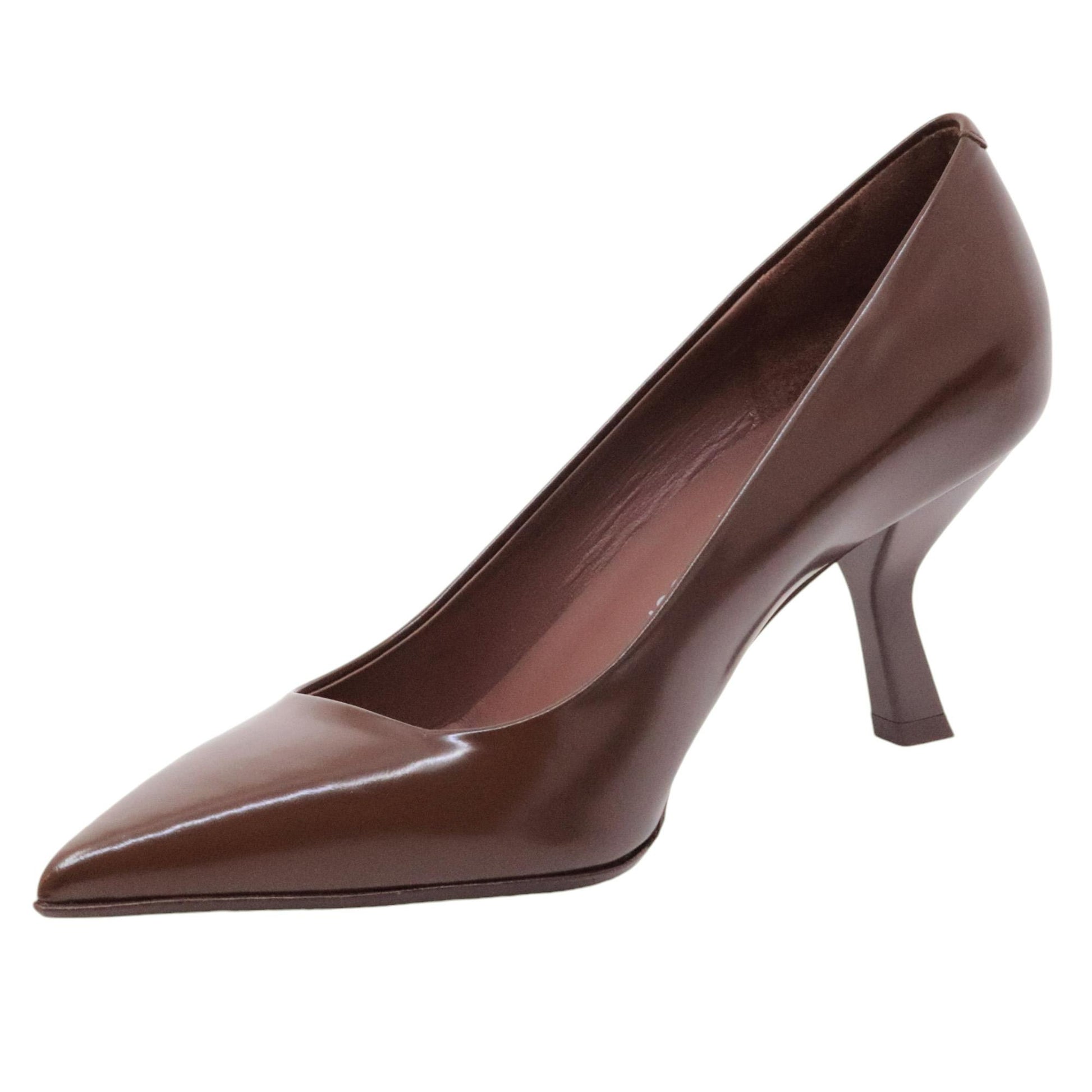 Décolleté donna Sergio Levantesi Kendra 5 in pelle cacao marrone 