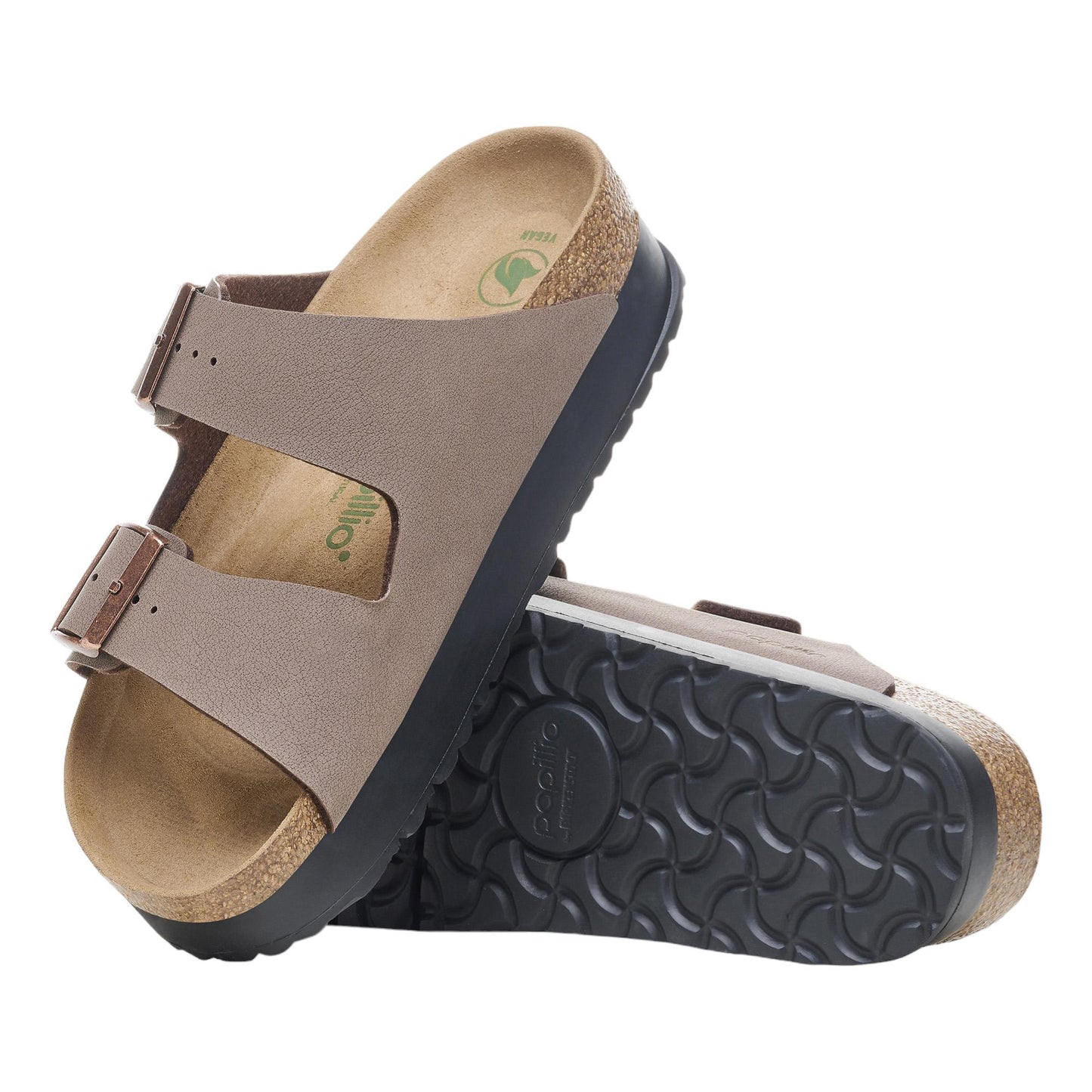 Birkenstock Arizona Papillio Flex Platform 1027417 sandalo donna doppia fibbia vegan mocca platform 