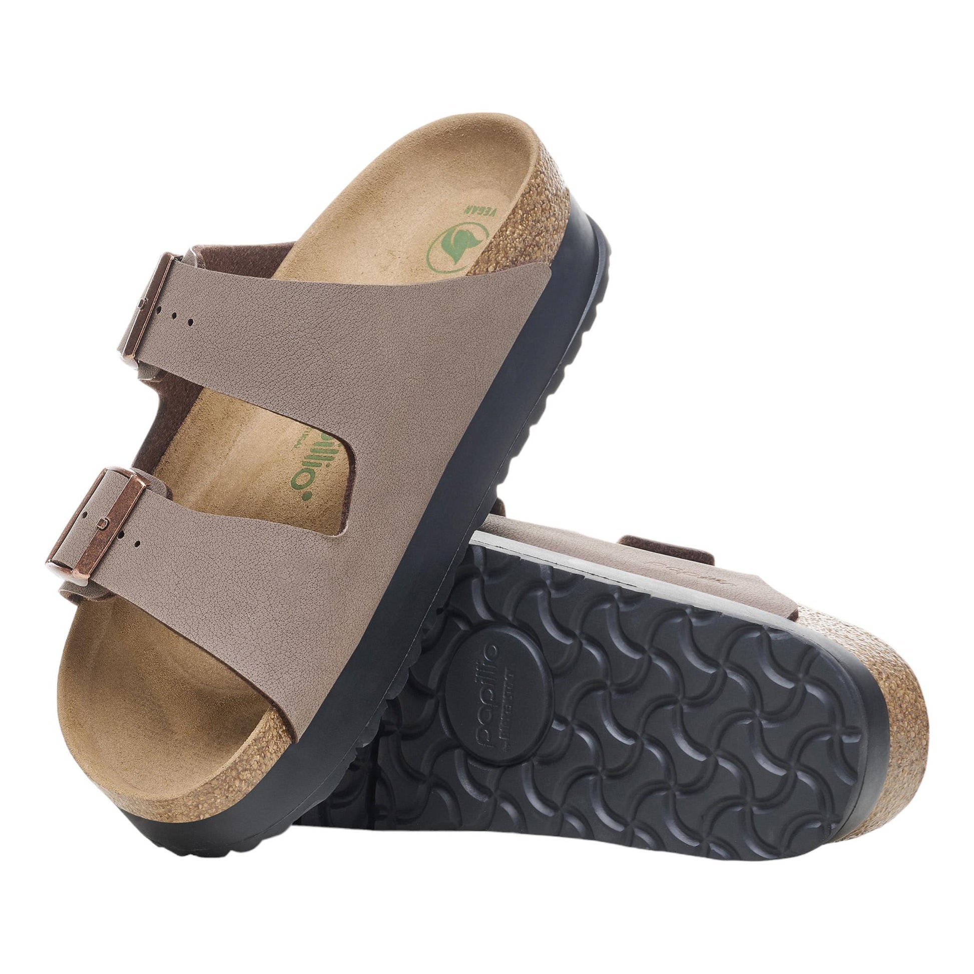 Birkenstock Arizona Papillio Flex Platform 1027417 sandalo donna doppia fibbia vegan mocca platform 