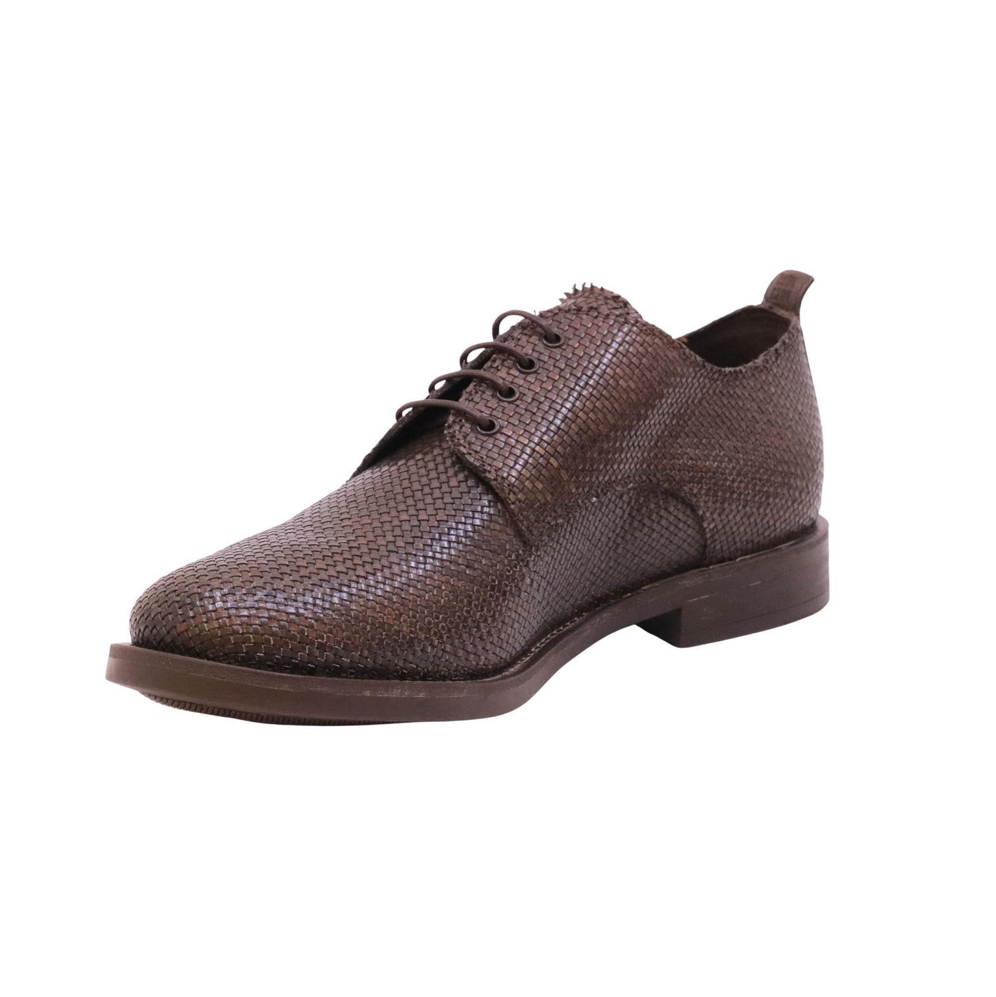 Moma 17611A Office Indira stringata uomo in pelle intrecciata marrone testa di moro con suola in gomma 