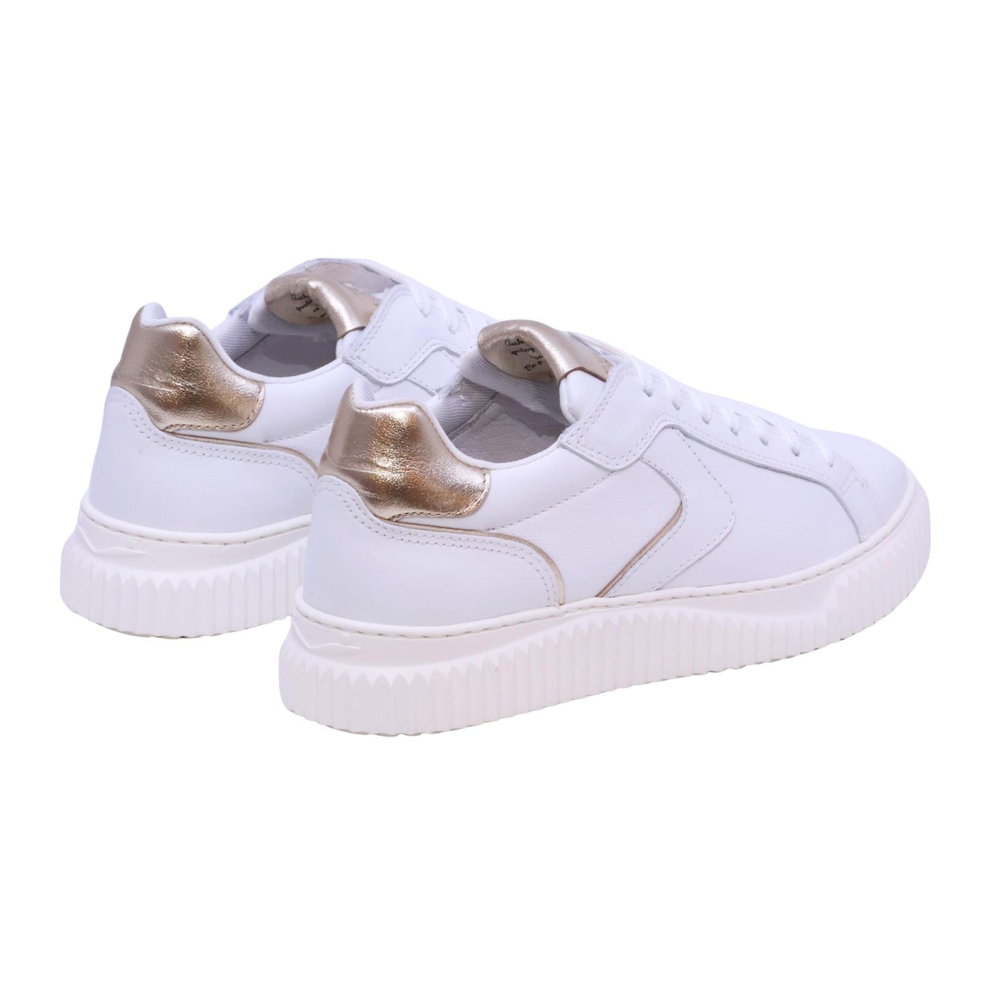 Voile Blanche Lipari sneaker donna in pelle bianca con dettagli platino 