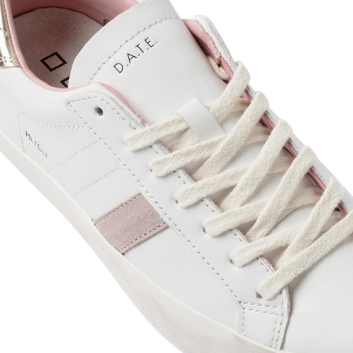 DATE Hill Low Calf White Platinum HL CA WM sneaker donna in pelle bianca 