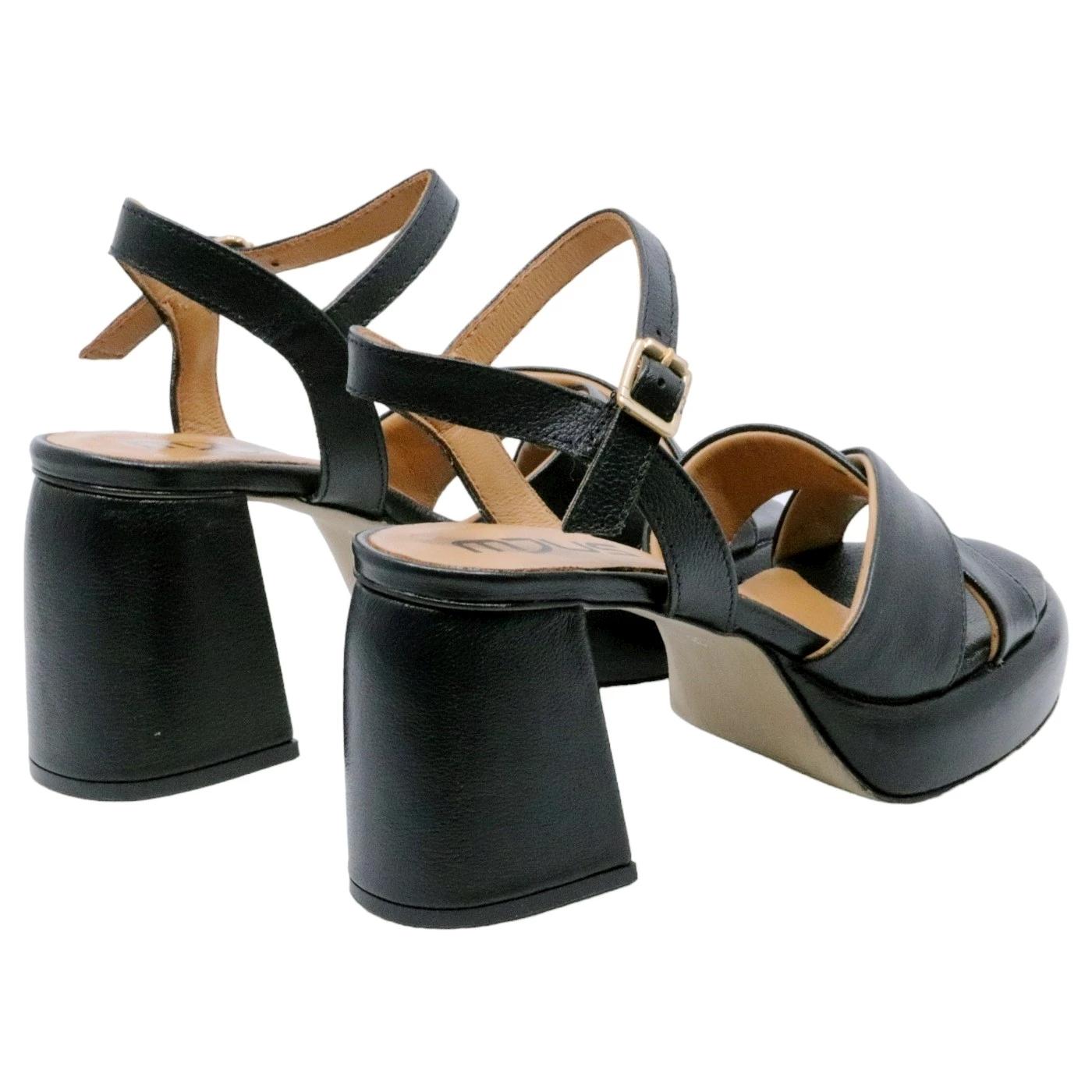 Sandalo con tacco Mjus T91005 in pelle nera 