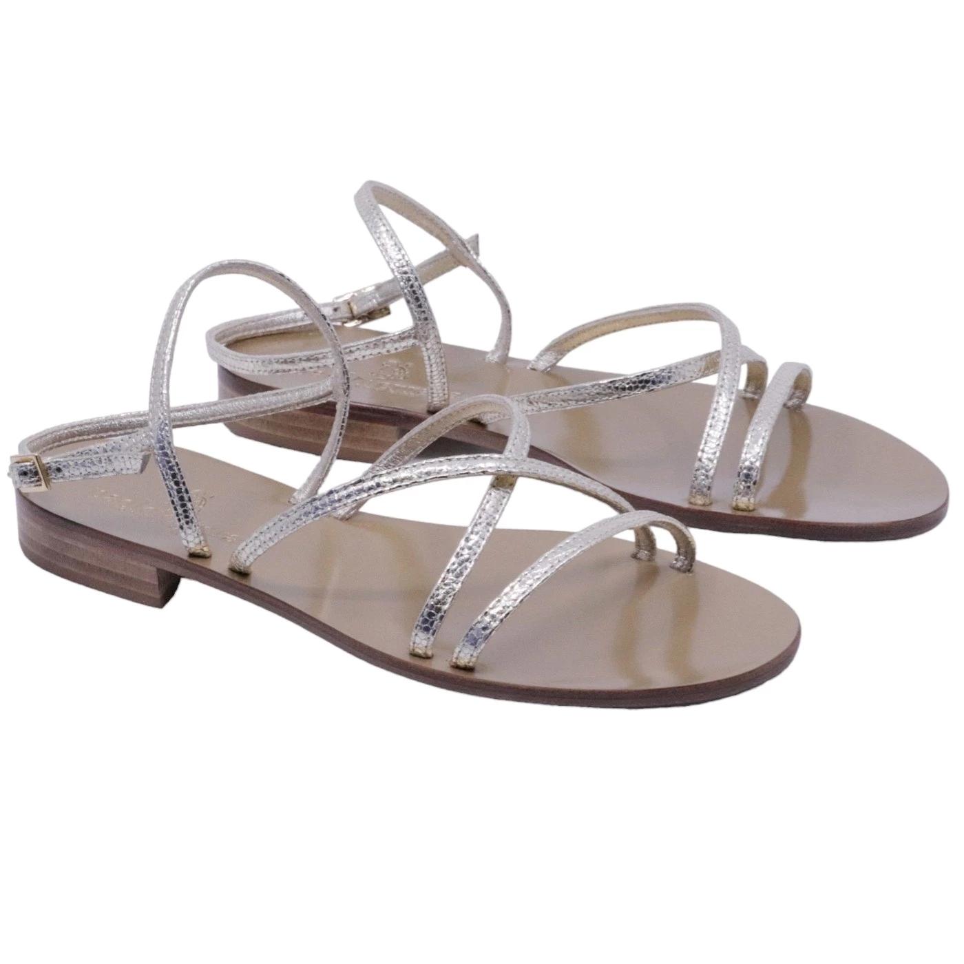 Sandalo caprese 3120C Paolo Ferrara in pelle diamantata platino 