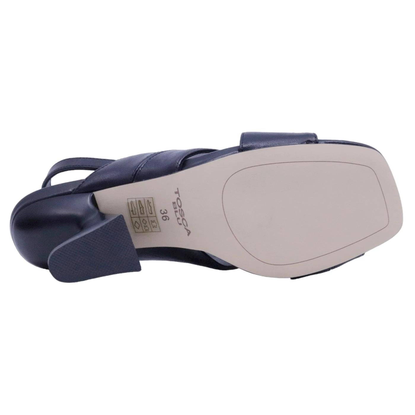 Sandalo con tacco Tosca Blu Ilaria in pelle nera 