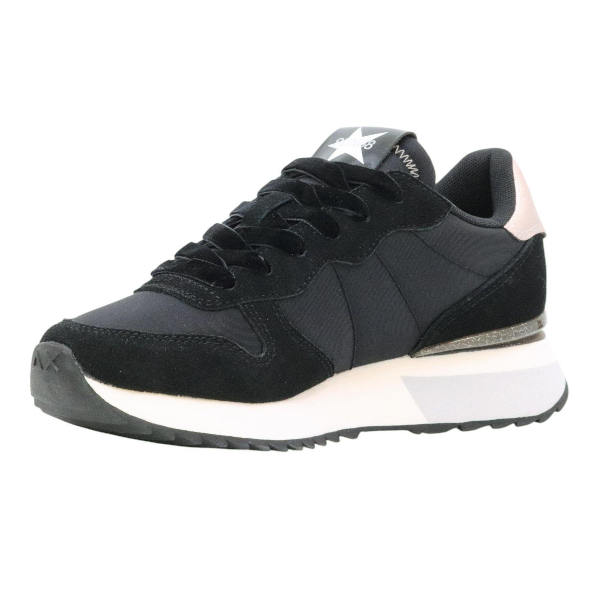 SUN68 Stargirl Glitter Z45217 sneaker donna in nylon e suede nero 
