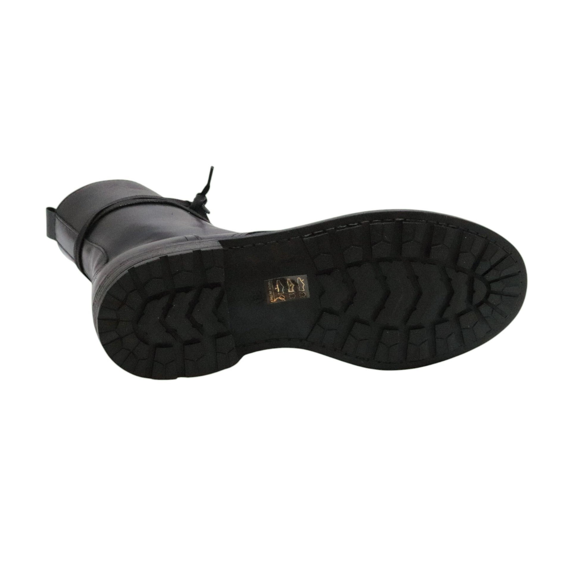 The Seller MW583 anfibio donna in pelle nera allacciato con zip laterale 