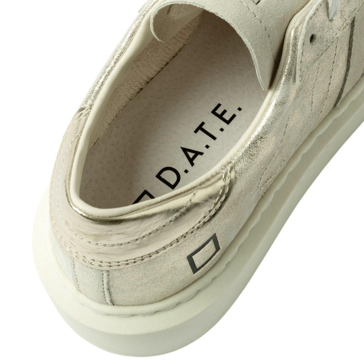 DATE Hill Low Platform Stardust Platinum HL ST PL sneaker donna in pelle satinata platino 