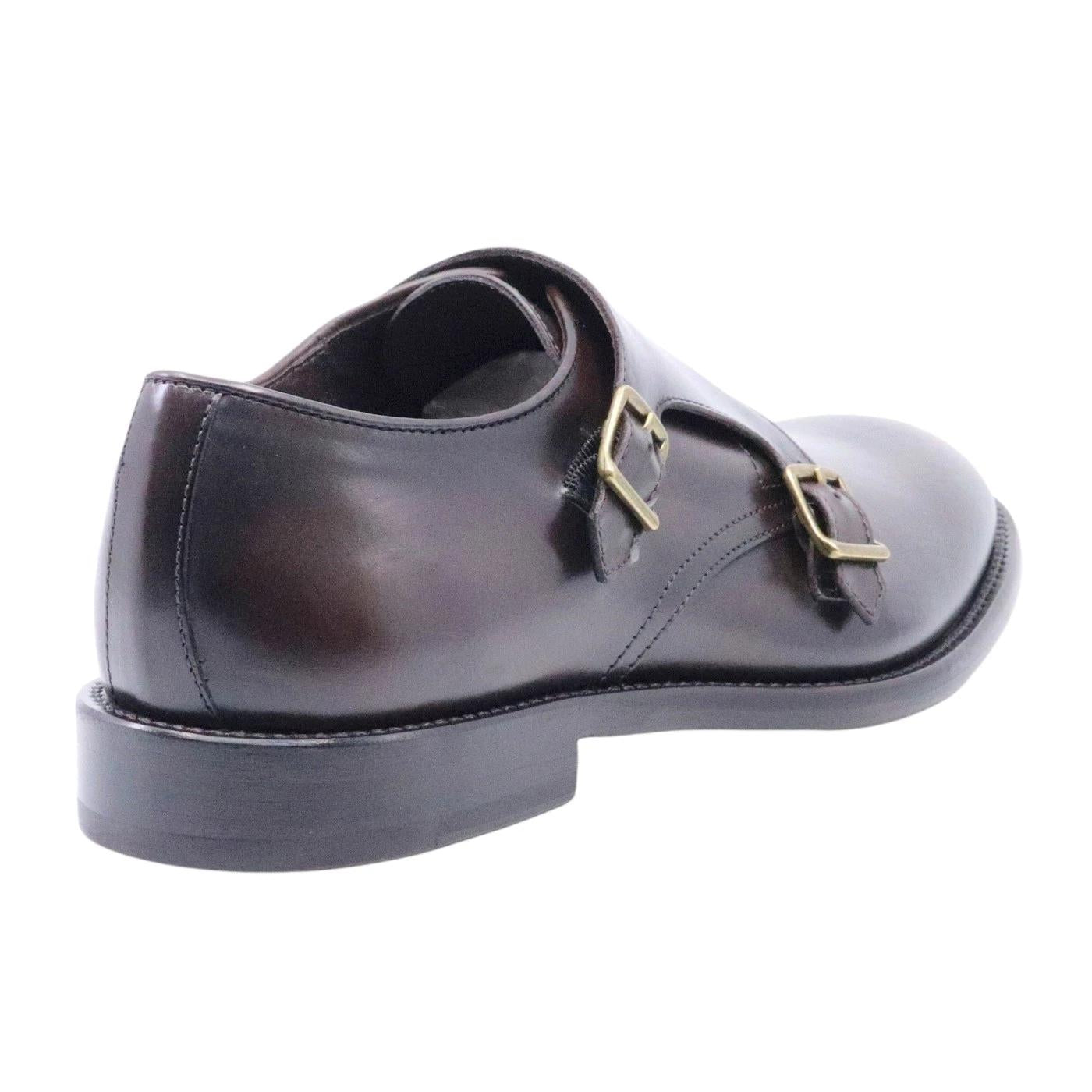 Scarpa uomo con doppia fibbia di Corvari in pelle testa di moro 