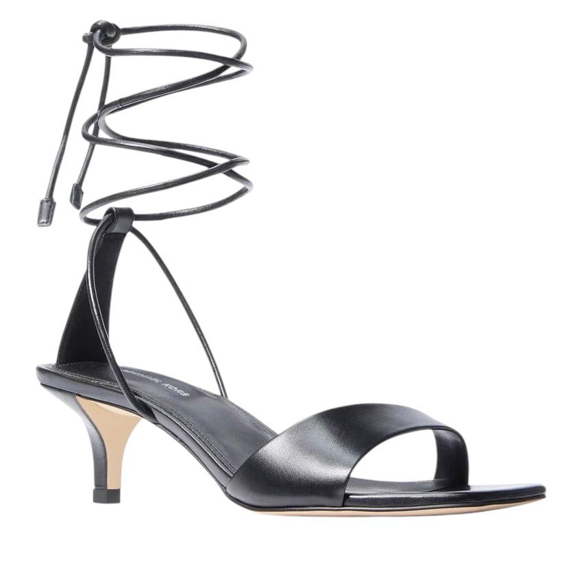 Sandalo con tacco Michael Kors Jaida Mid in pelle nera 