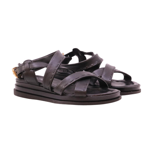 Mjus N14003 sandalo donna in pelle nera con zeppa 4 cm casual comfort<BR/> 