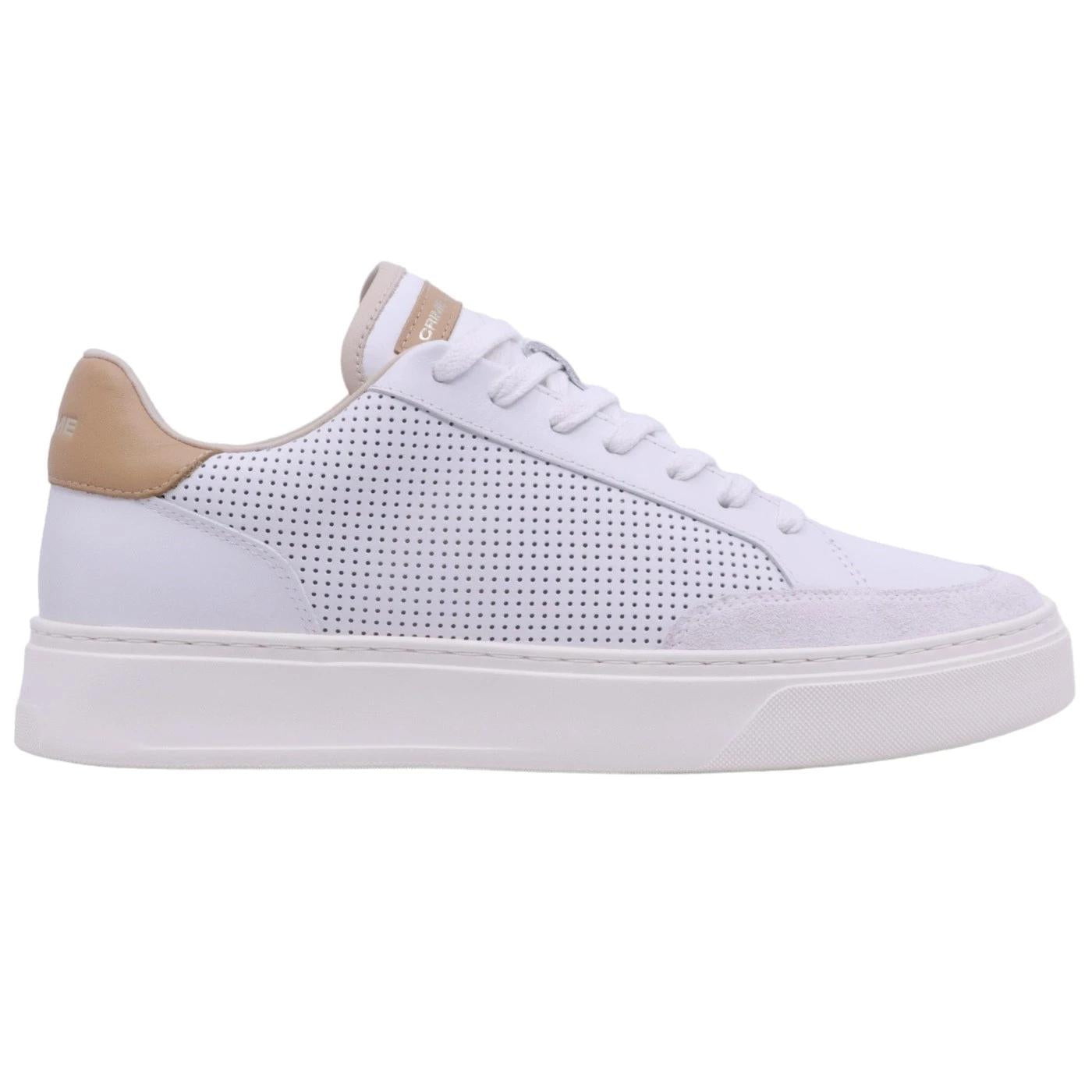 Sneaker uomo Crime London Eclipse 17671 pelle bianca con effetto forato 