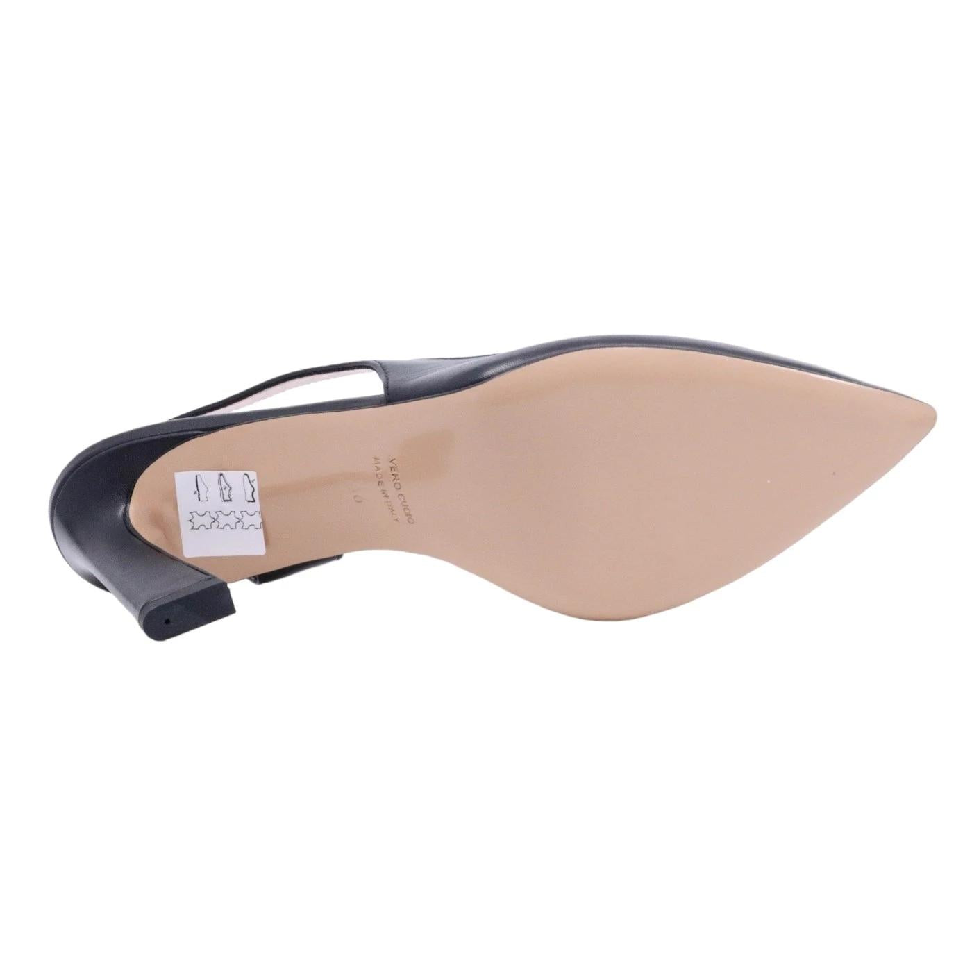Slingback donna Anna F in elegante pelle di colore nero 