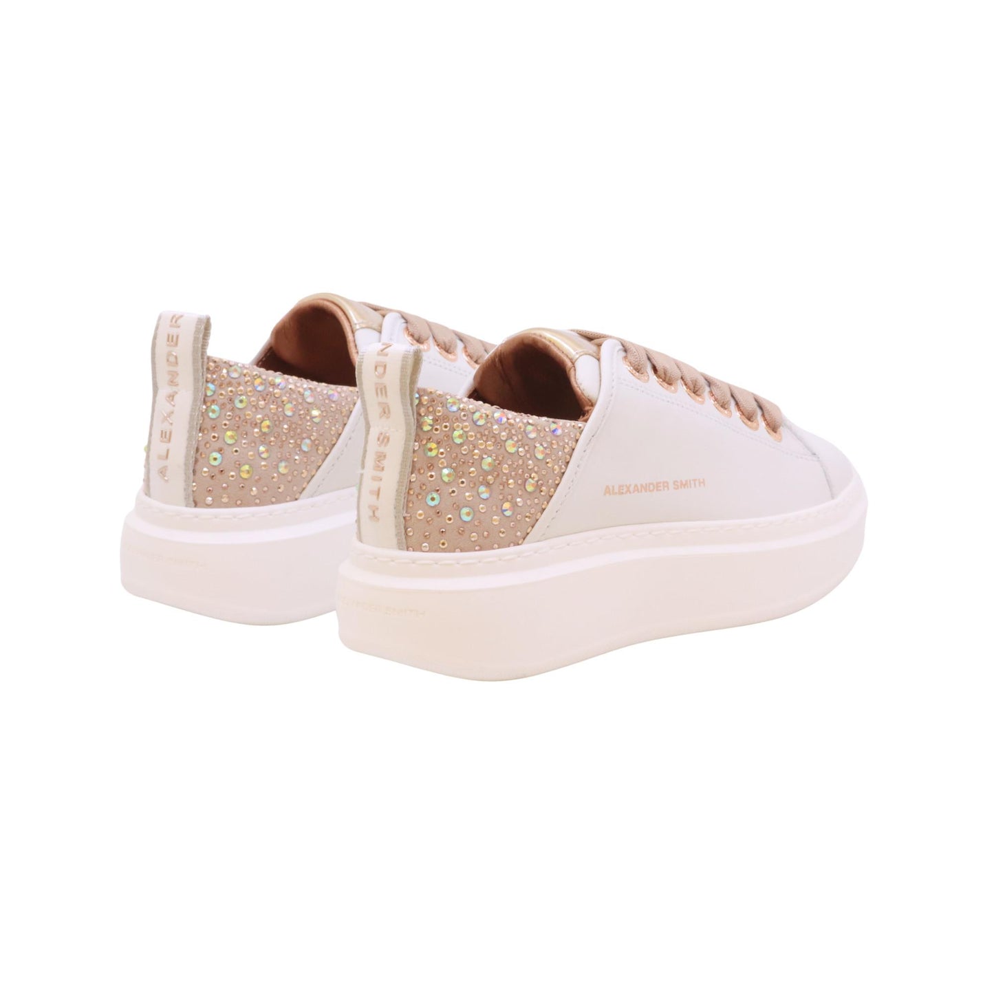Alexander Smith Wembley White Iride 0506 sneaker donna in pelle bianca con dettagli luminosi 