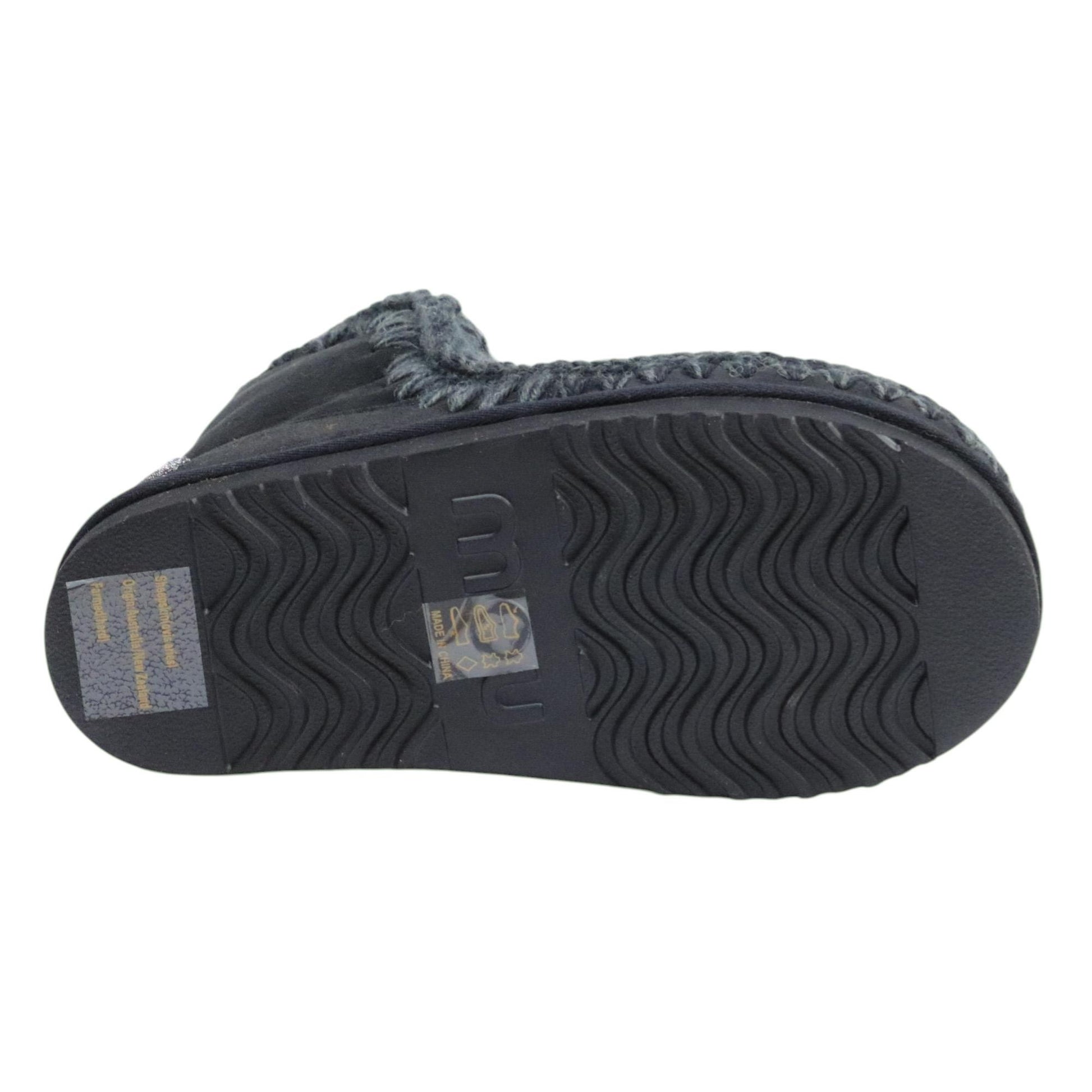 Mou Eskimo 18 glitter logo stivaletto donna in montone nero 