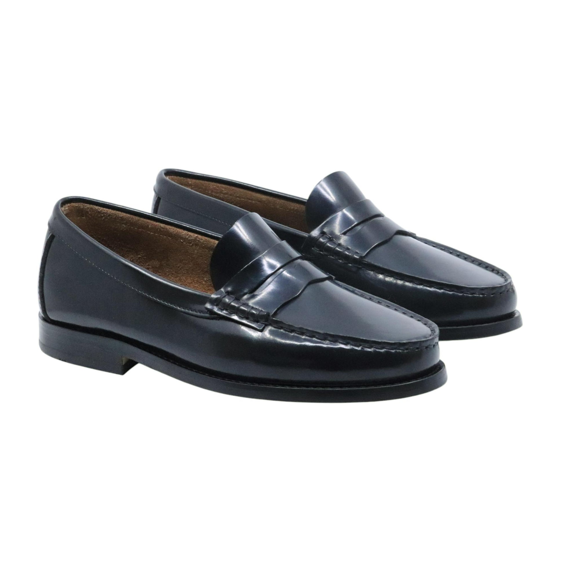 Saxone of Scotland Coll W 30 Black Shiny mocassino donna in pelle nera fondo cuoio 