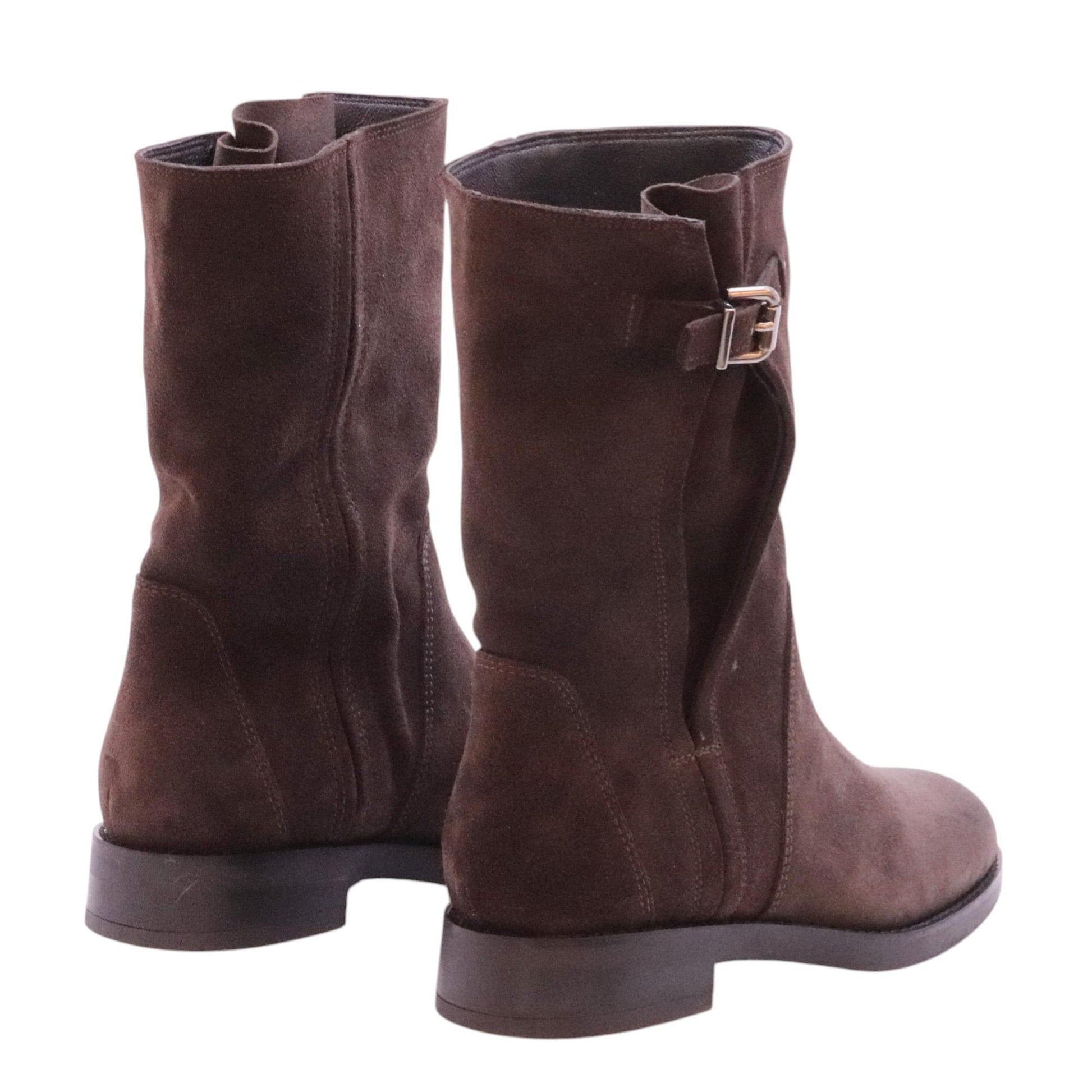 Curiositè 2842 stivale donna in camoscio marrone senza zip 