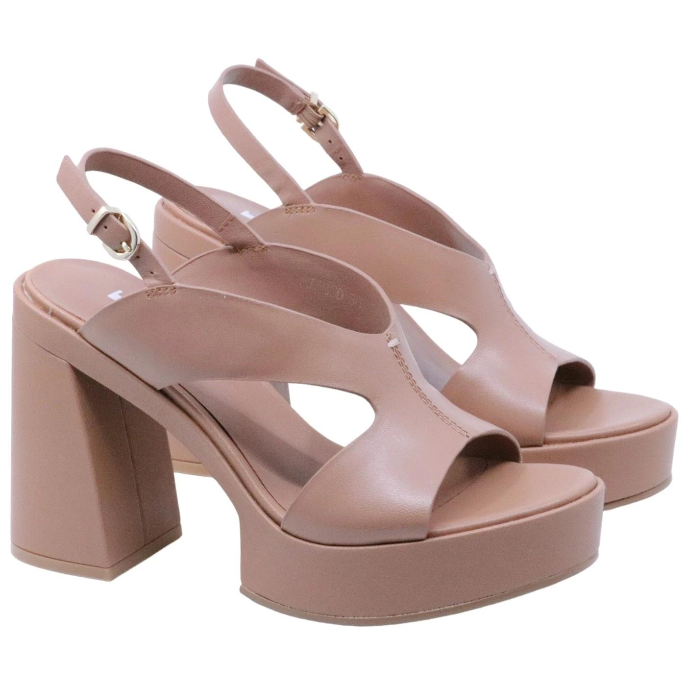 Sandalo donna Jeannot RJ583D in pelle biscotto 