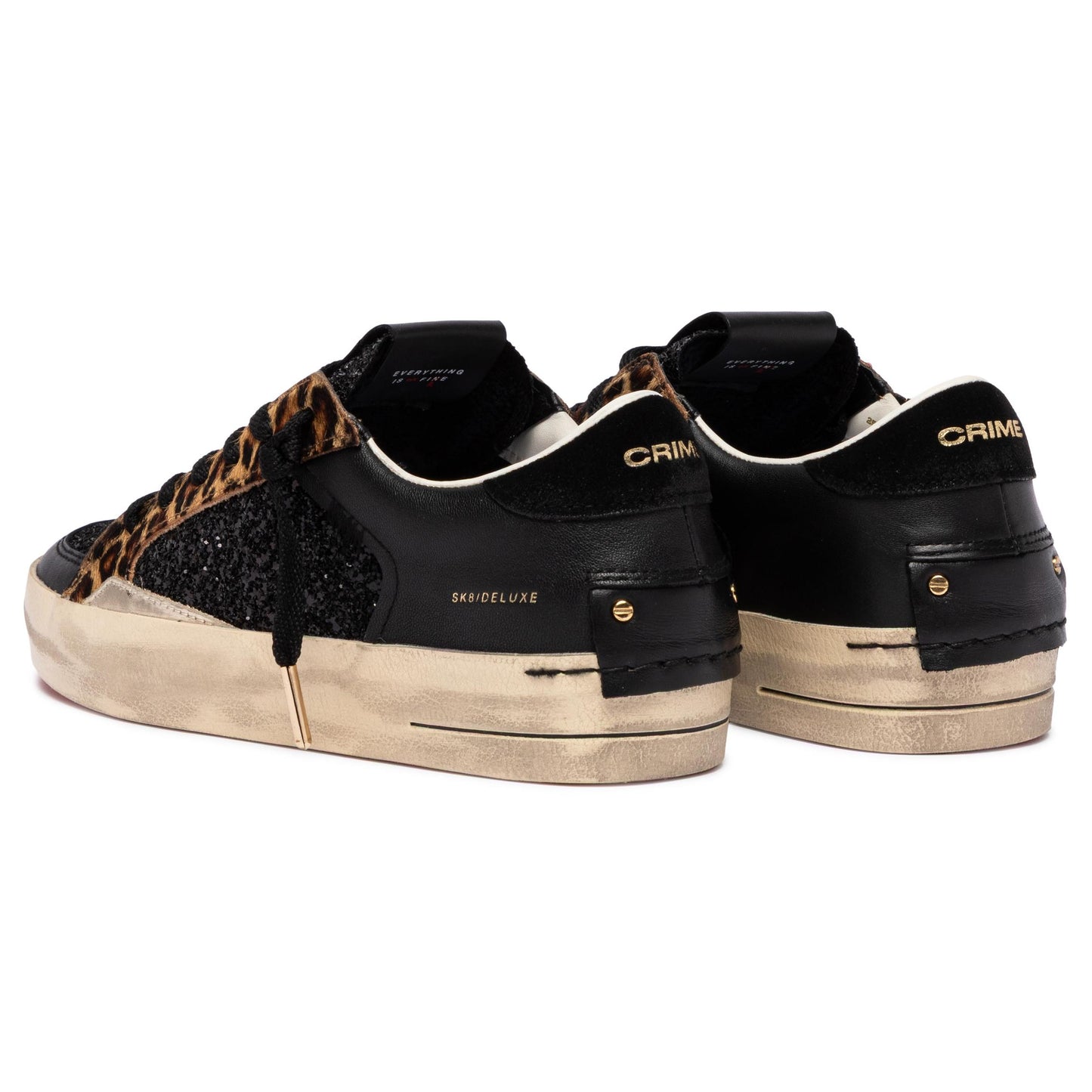 Crime London 25114 SK8 Deluxe sneaker donna in pelle nera e glitter 