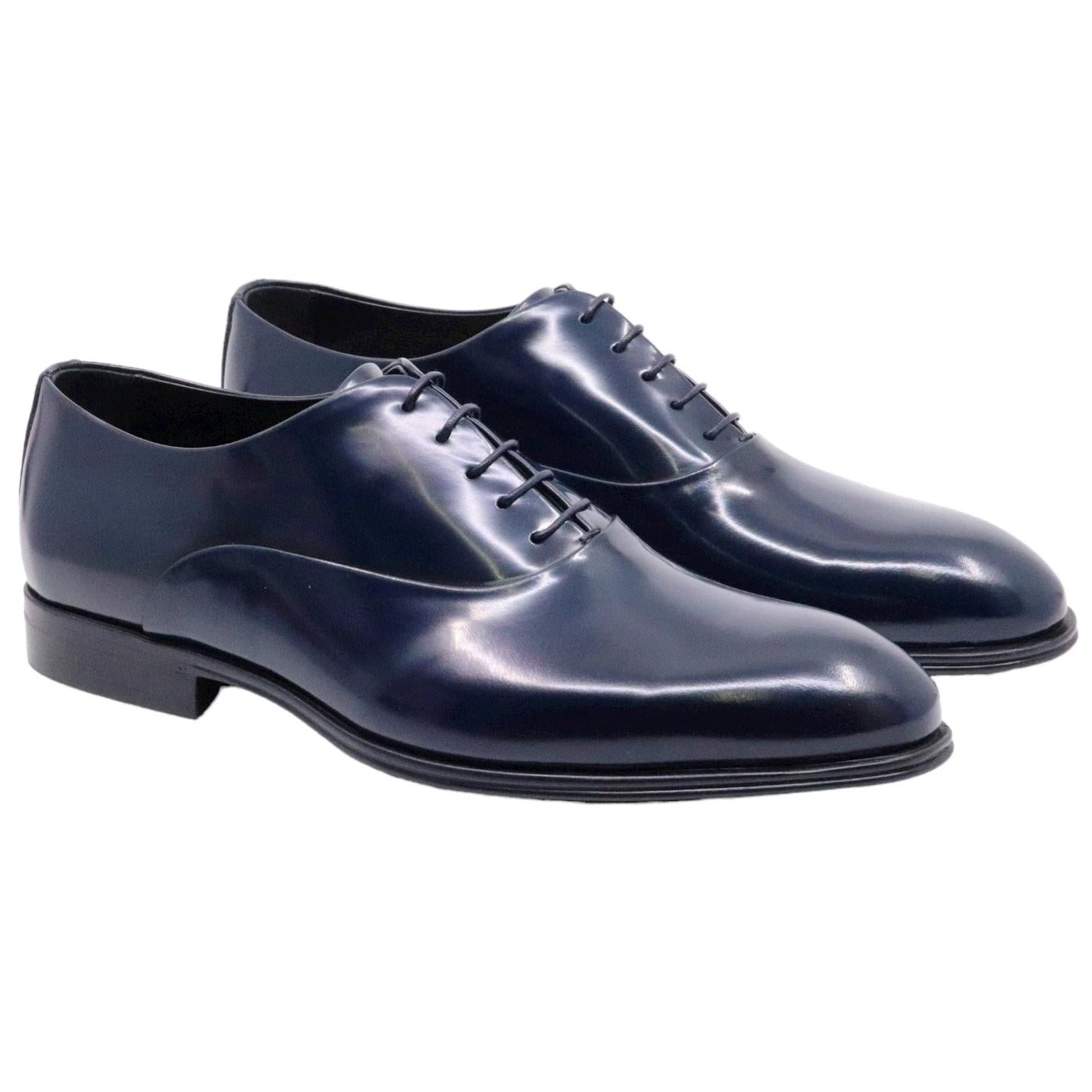 Scarpa Oxford uomo Corvari in pelle spazzolata blu 