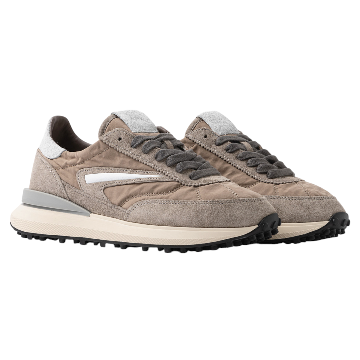 DATE Athleta Touch Taupe sneaker uomo in nylon e suede taupe 