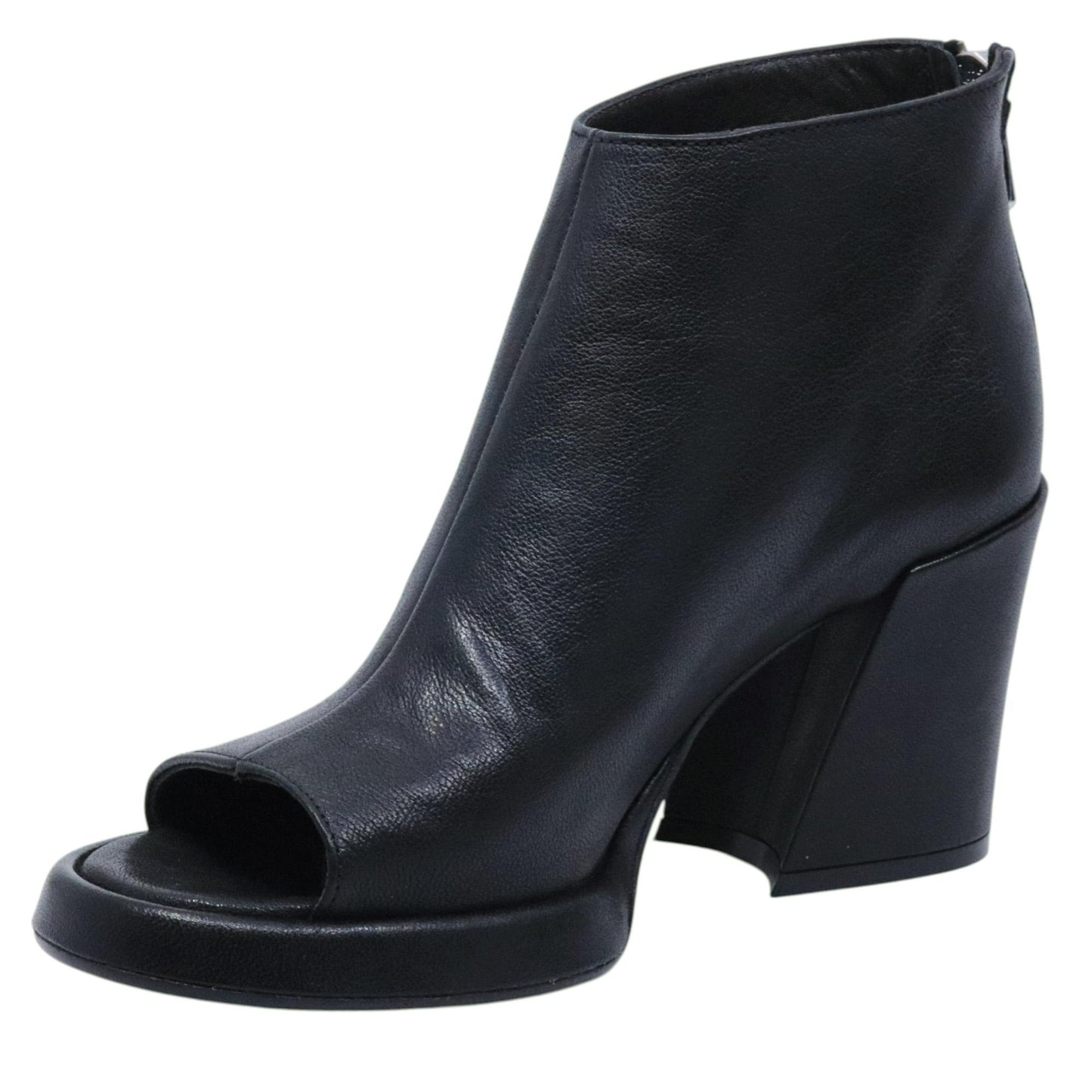 Stivaletto donna Curiositè 2735 in pelle nera con punta aperta 