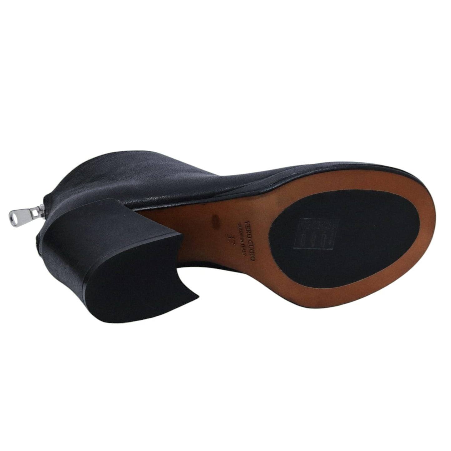 Stivaletto donna Curiositè 2735 in pelle nera con punta aperta 