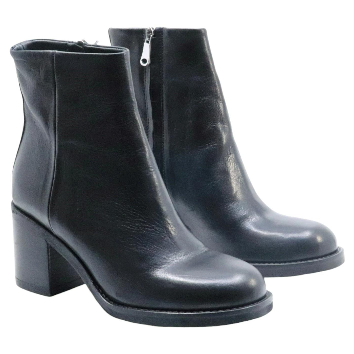 Stivaletto con tacco donna Curiositè 2648 in pelle nera 