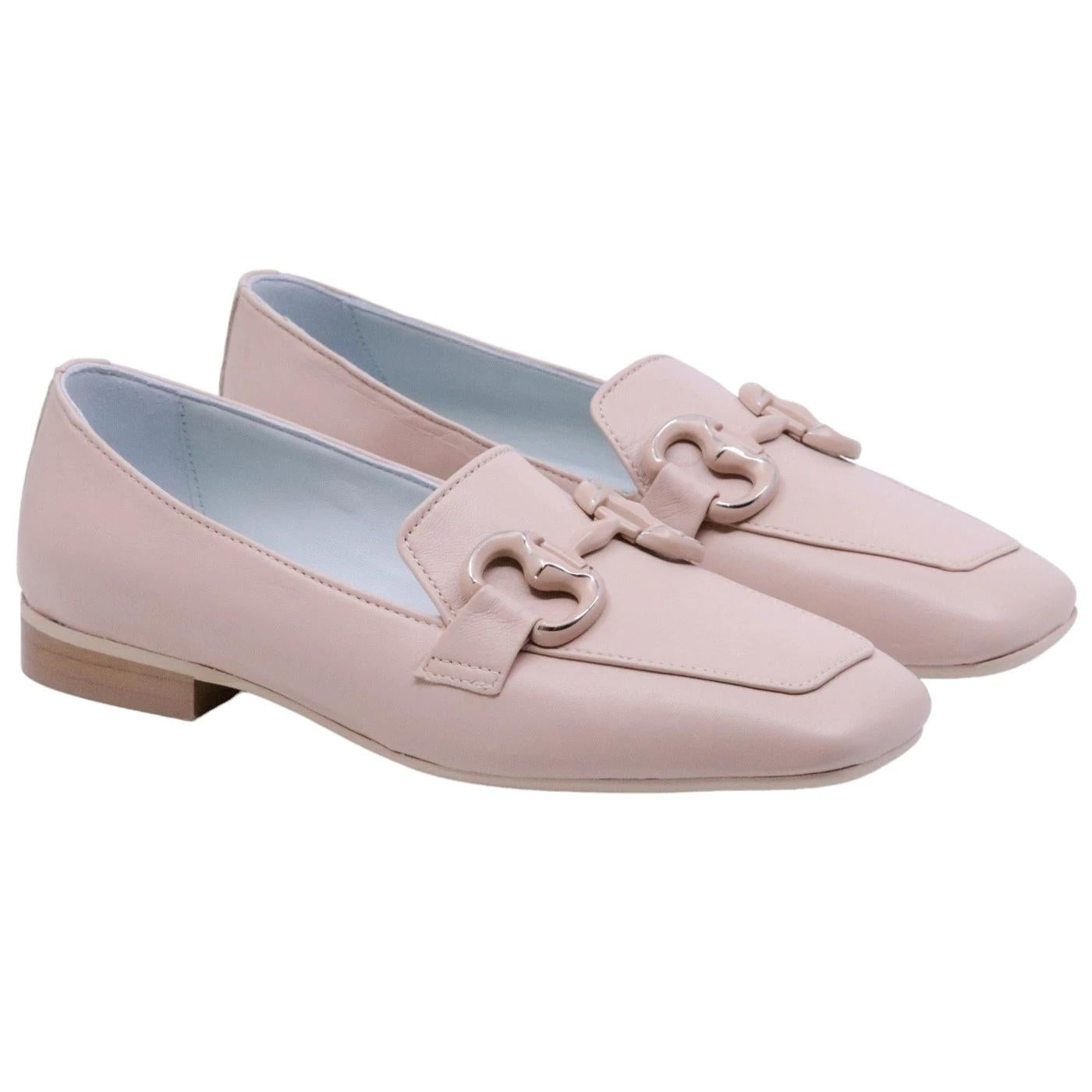 Mocassino donna Poesie Veneziane PRKG1 in pelle di colore nude con morsetto 