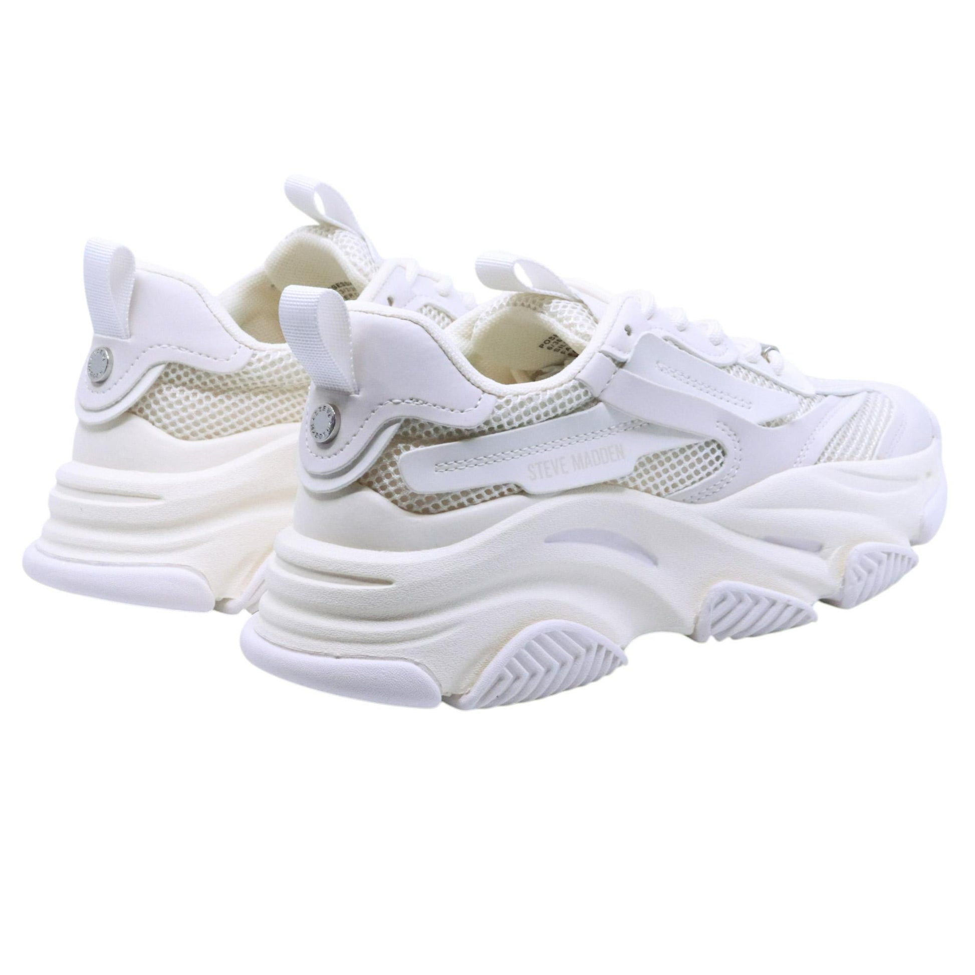 Steve Madden Possession sneaker donna in tessuto bianco e argento 
