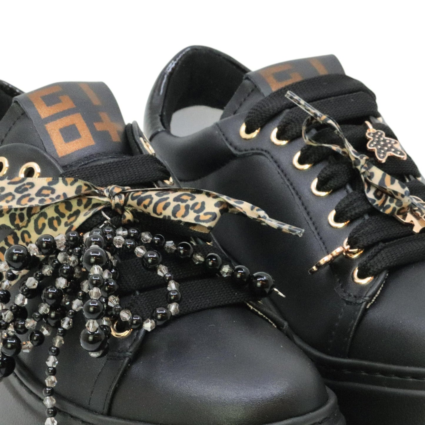 GIO+ PIA434A Combi sneaker donna in pelle nera 