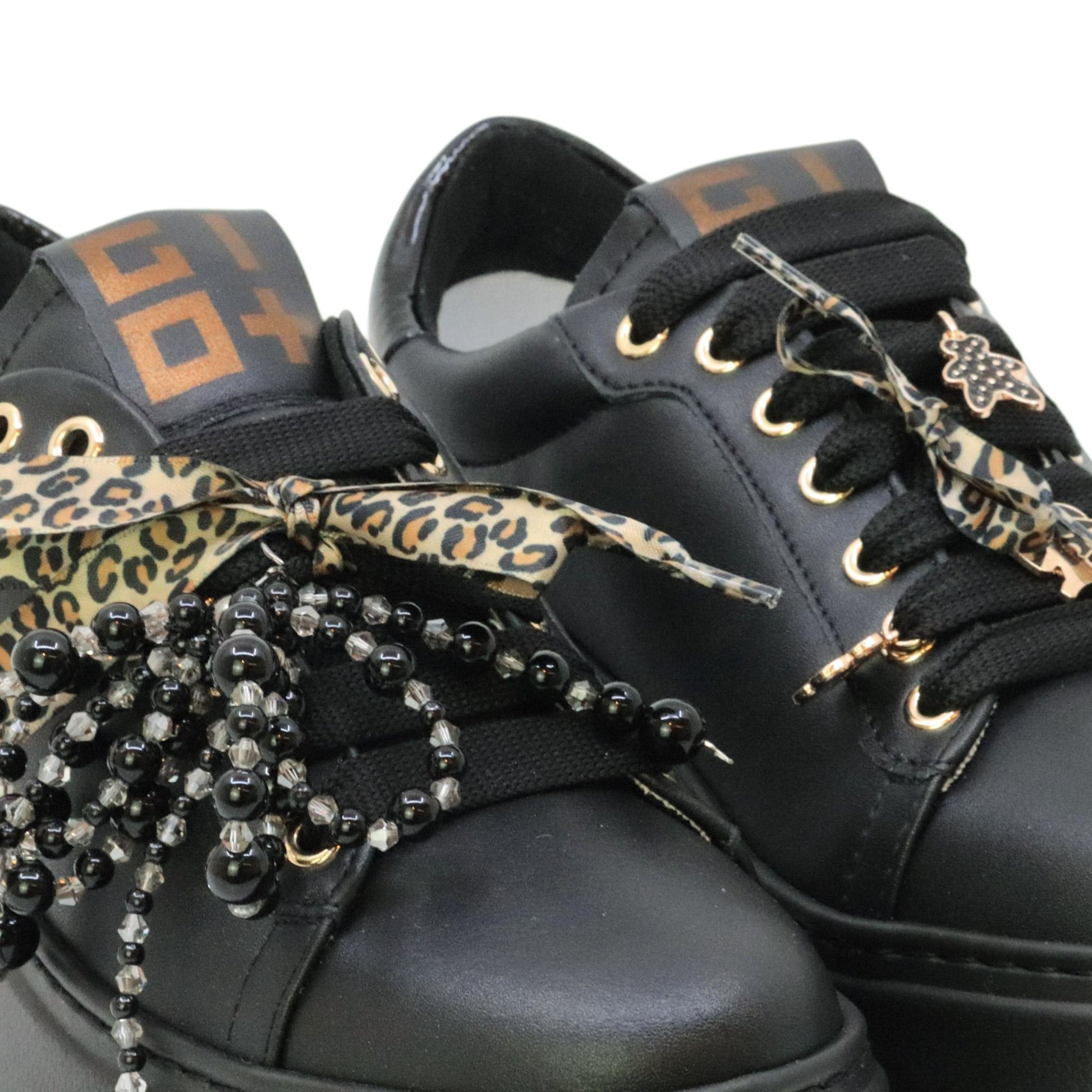 GIO+ PIA434A Combi sneaker donna in pelle nera 