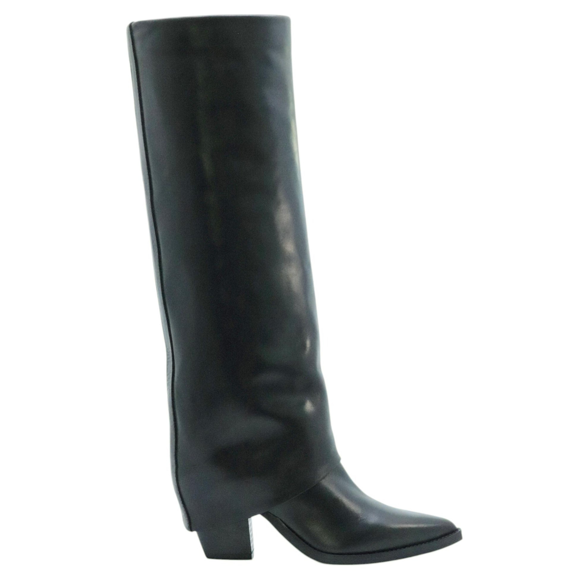 The Seller MW506 stivale donna in pelle nera con ghetta 