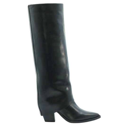 The Seller MW506 stivale donna in pelle nera con ghetta 