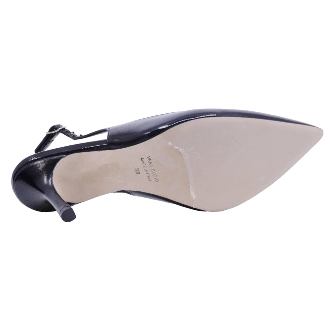 Slingback donna The Seller 908 in pelle spazzolta nera 