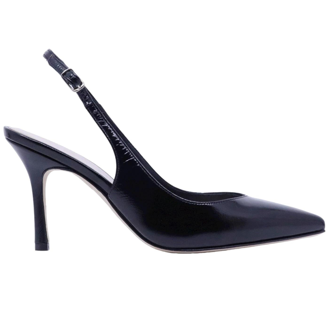Slingback donna The Seller 908 in pelle spazzolta nera 