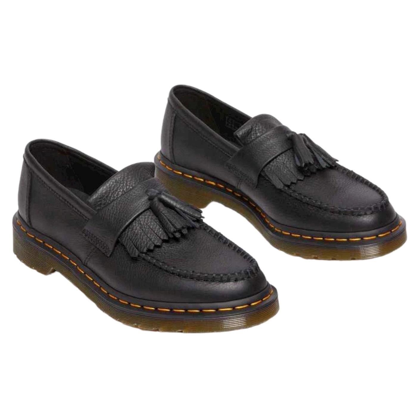 Dr Martens Adrian Mocassino donna in pelle virginia nera con nappine e frange 