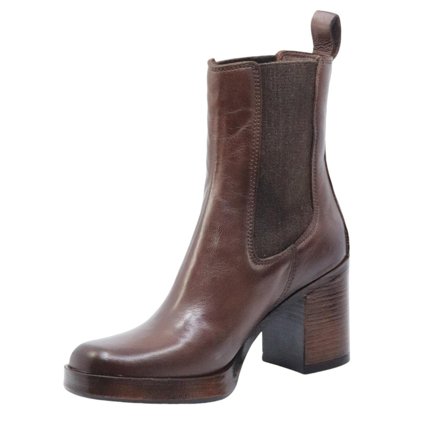 Chelsea con tacco Mjus P96225 da donna in pelle marrone 