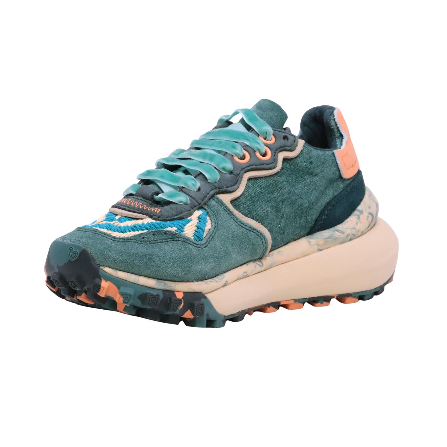 Satorisan Chacrona Metta Linen Didi sneaker donna in camoscio e tessuto verde 