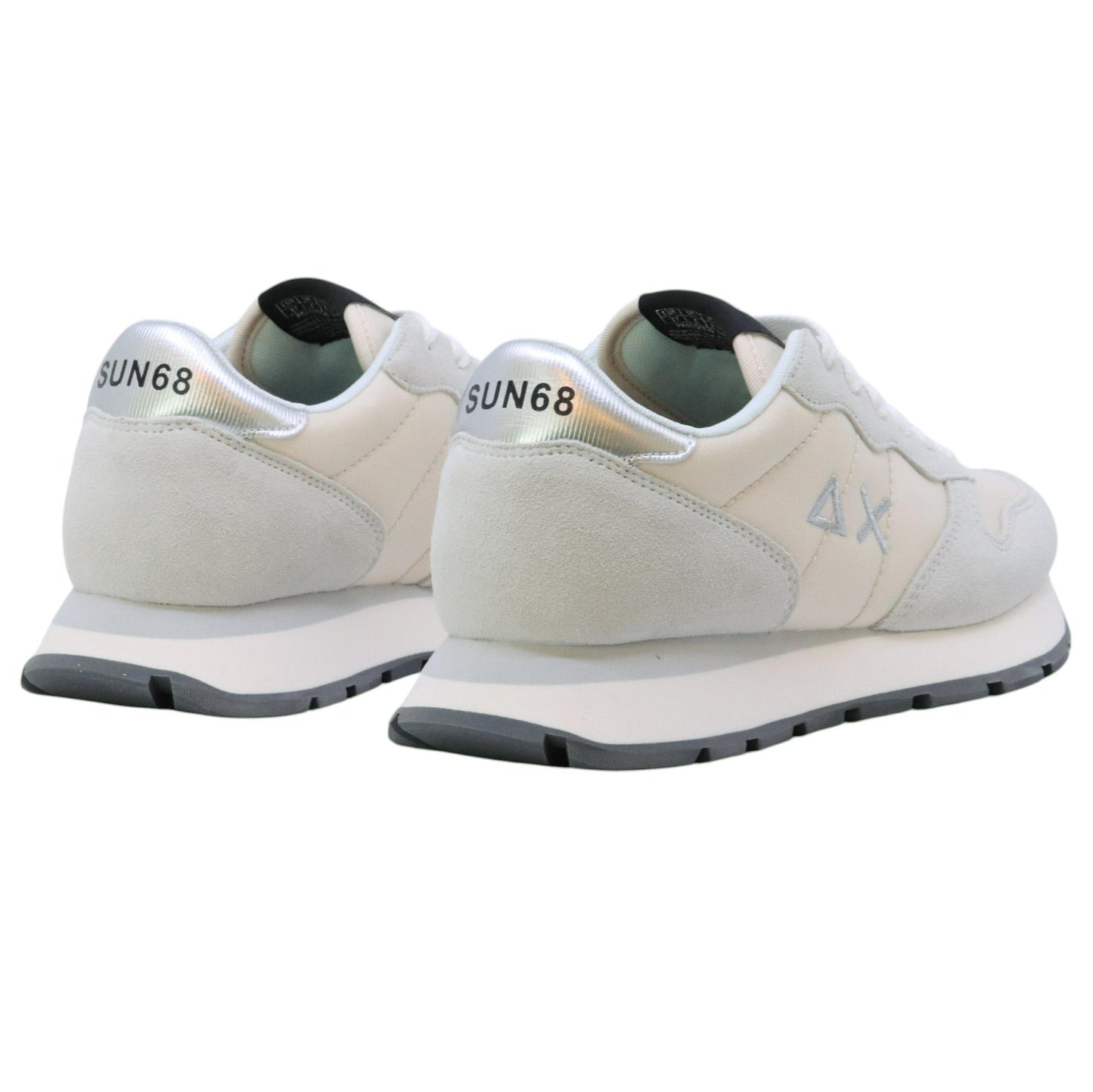 SUN68 Ally Gold Silver Z45202 sneaker donna in nylon e suede bianco 