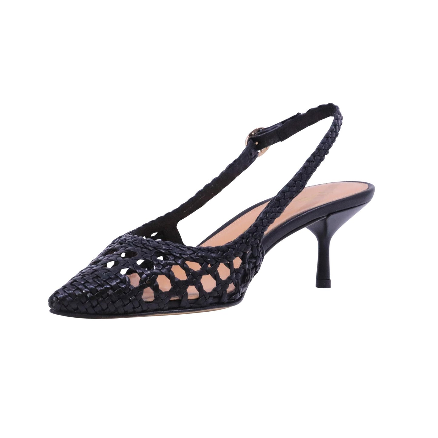 The Seller SE3028 slingback donna in pelle intrecciata nera 